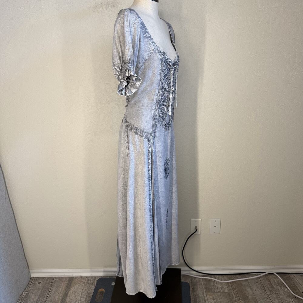 Advance Apparels Gray Cottagecore Fairy Renaissance Boho Dress Size S/M - Picture 2 of 13